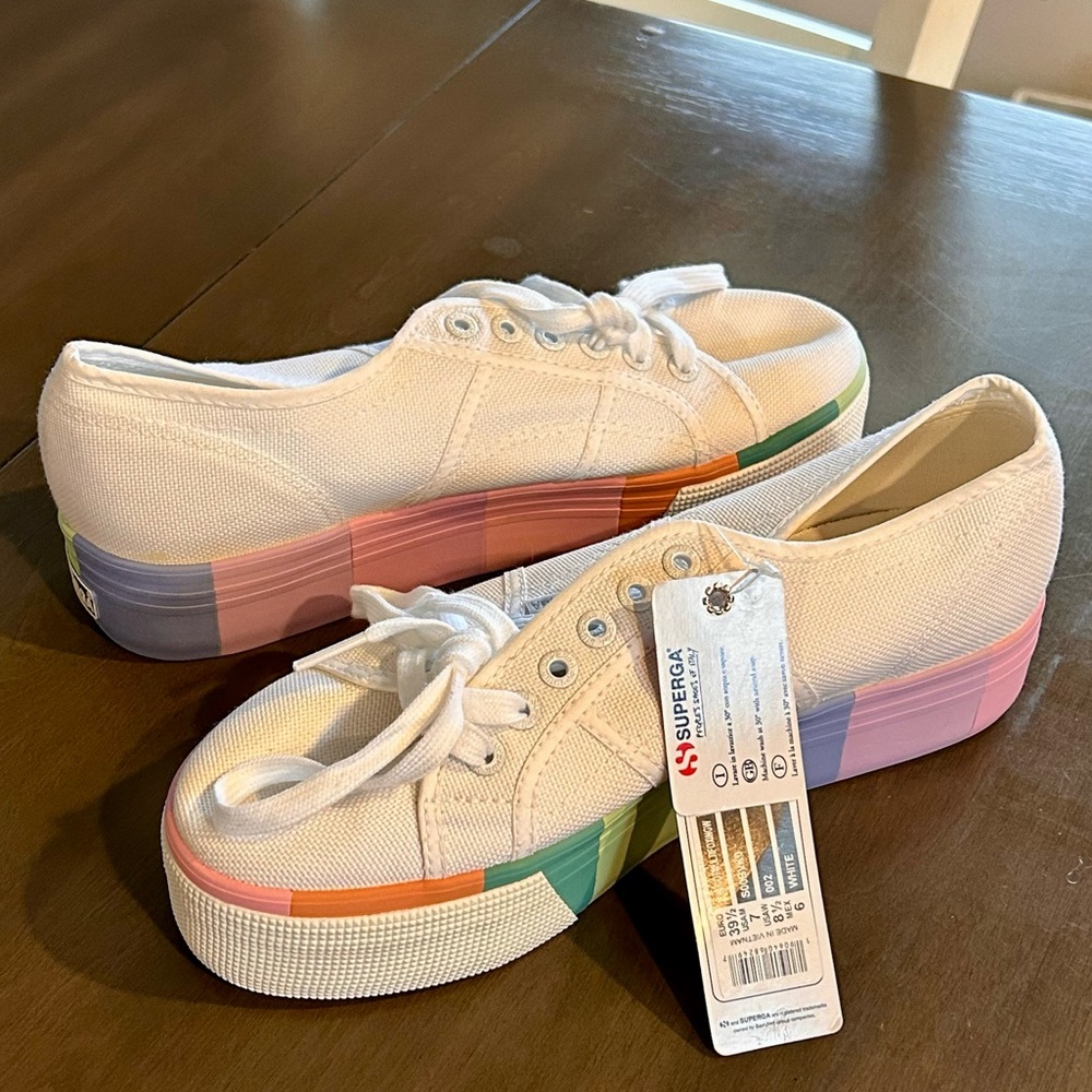 NWT Superga Striped Platform Sneakers 8.5